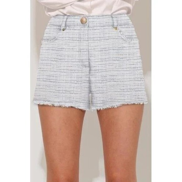Generation Love Devyn Tweed Shorts Mid Rise Sequins Frayed Hem Cream Sz 14‎ NWOT - Picture 1 of 4